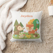 かわいい森の森の動物のキッズルームの装飾 クッション (ブランケット)