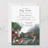 かわいい森の森林動物の友だち赤ちゃんシャワー 招待状 (正面)