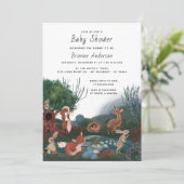 かわいい森の森林動物の友だち赤ちゃんシャワー 招待状 (スタンド正面)