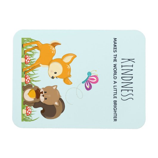 かわいい森の生き物たちと親切なことわざ マグネット (横)