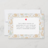 かわいい森の生き物のベビーシャワーの感謝カード 招待状 (裏面)