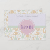 かわいい森の生き物のベビーシャワーの感謝カード 招待状 (正面/裏面)