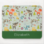 かわいい森の生き物の動物模様 マウスパッド (正面)