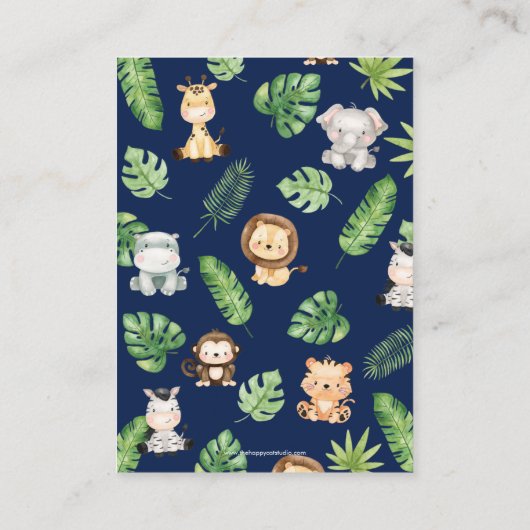 かわいい森の緑のベビーシャワーおむつラッフル エンクロージャーカード (裏面)