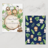 かわいい森の緑のベビーシャワーおむつラッフル エンクロージャーカード (正面/裏面)