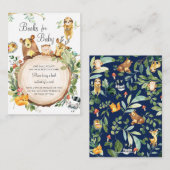 かわいい森の緑の赤ちゃんシャワーで本を持ってくる エンクロージャーカード (正面/裏面)