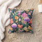 かわいい森の花きのこコテージコアパターン クッション (ブランケット)