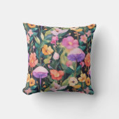 かわいい森の花きのこコテージコアパターン クッション (正面)