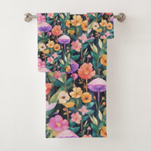 かわいい森の花きのこコテージコアパターン