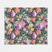 かわいい森の花きのこコテージコアパターン フリースブランケット (正面(横))