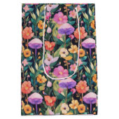 かわいい森の花きのこコテージコアパターン ミディアムペーパーバッグ (裏面)