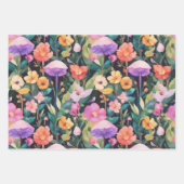 かわいい森の花きのこコテージコアパターン ラッピングペーパーシート (正面2)