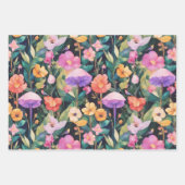 かわいい森の花きのこコテージコアパターン ラッピングペーパーシート (正面)
