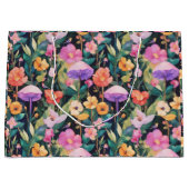 かわいい森の花きのこコテージコアパターン ラージペーパーバッグ (正面)