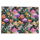 かわいい森の花きのこコテージコアパターン ラージペーパーバッグ (裏面)