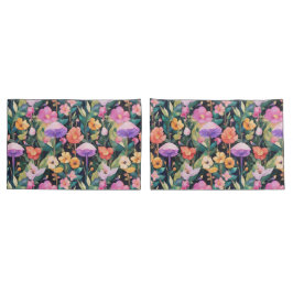 かわいい森の花きのこコテージコアパターン 枕カバー