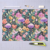 かわいい森の花きのこコテージコアパターン 薄葉紙 (クラフト)