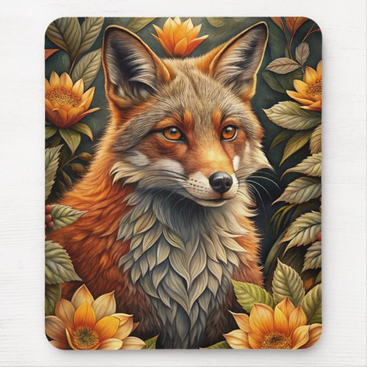 かわいい森の赤いキツネ マウスパッド (正面)