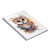 かわいい森の赤ちゃんフクロウと花のベビー用品 ノートブック (右側)