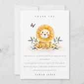 かわいい森の赤ちゃんライオン 葉っぱ あらゆる年齢の誕生日 サンキューカード (正面)