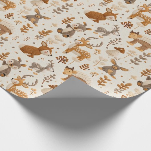 かわいい森の赤ちゃん動物クリスマス ラッピングペーパー (角)
