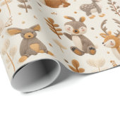 かわいい森の赤ちゃん動物クリスマス ラッピングペーパー (ロールコーナー)