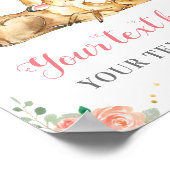 かわいい森の赤ちゃん女の子のシャワー オーダーメイドの桃 ポスター (角)