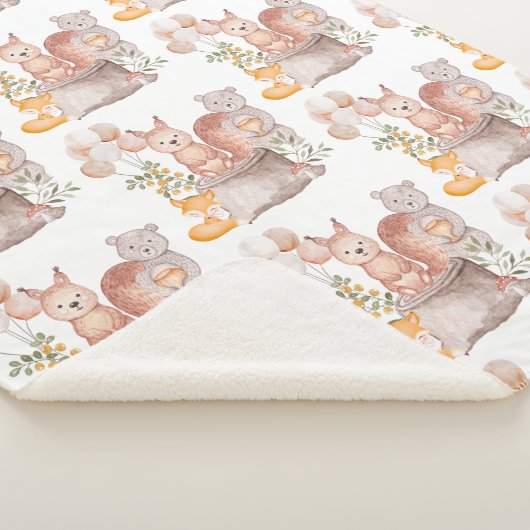 かわいい森の赤ん坊の動物の友達 シェルパブランケット (3/4)