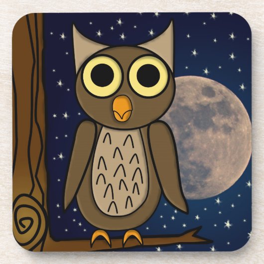 かわいい森の鳥のイラスト コースター (正面)