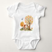 かわいい森の鹿の地方の家 ベビーボディスーツ (正面)