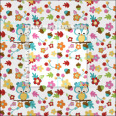 かわいい森ふくろうの花と葉かわいい女の子 ファブリック (タイル)