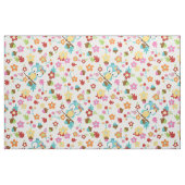 かわいい森ふくろうの花と葉かわいい女の子 ファブリック (ファットクウォーター)