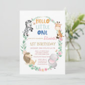 かわいい森ストライプのの動物の誕生日 招待状 (スタンド正面)