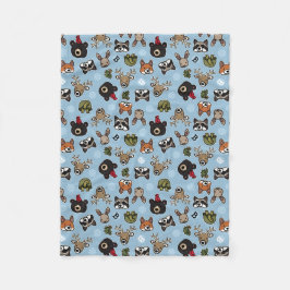 かわいい森フレンドリー林動物、モノグラムを追加 フリースブランケット