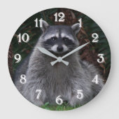 かわいい森ラクーン野生動物の写真 ラージ壁時計 (正面)
