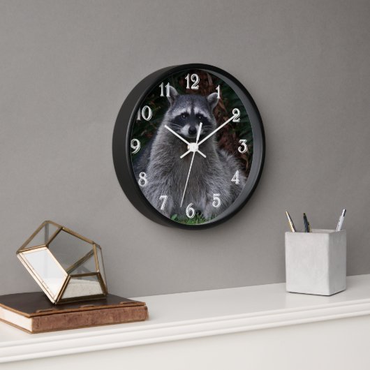 かわいい森ラクーン野生動物の写真 壁時計 (オフィス)