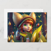 かわいい森小妖精や小人、ポストクロッシング用はがき ポストカード (正面/裏面)