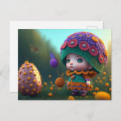 かわいい森小妖精や小人、ポストクロッシング用はがき ポストカード (正面/裏面)