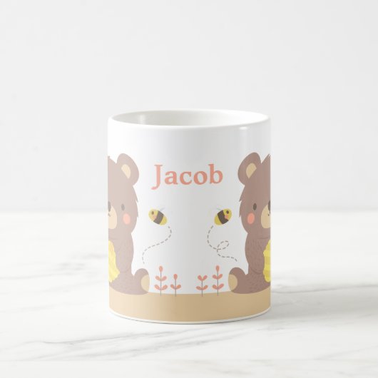 かわいい森林くまおよび蜂の子供のマグ コーヒーマグカップ (中央)