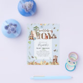 かわいい森林のクマのキャンプ男子ベビーシャワー チラシ (シングル)