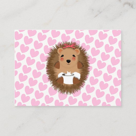 かわいい森林のハリネズミベビーシャワーディスプレイ エンクロージャーカード (裏面)