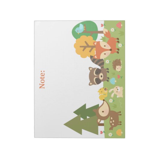 かわいい森林の動物と動物 ノートパッド (回転)