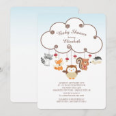 かわいい森林の動物のベビーシャワー招待状 招待状 (正面/裏面)