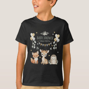 かわいい森林の動物のベビーシャワー   キツネ、鹿  Tシャツ