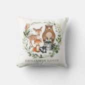 かわいい森林の赤ちゃん動物緑の少年子供部屋 クッション (正面)