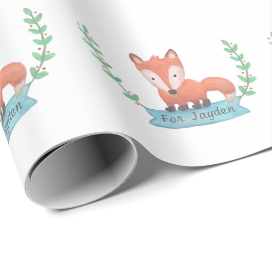 かわいい森林キツネはパーソナライズな包装紙をからかいます ラッピングペーパー (ロールコーナー)