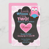 かわいい森林フクロウの誕生日の招待5 招待状 (正面/裏面)