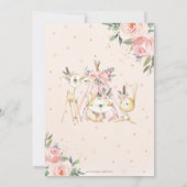 かわいい森林動物たちがボホ族の少女のベビーシャワー サンキューカード (裏面)