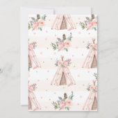 かわいい森林動物たちがボホ族の少女のベビーシャワー 招待状 (裏面)