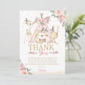 かわいい森林動物たちのボホ族の誕生日パーティー サンキューカード (スタンド正面)